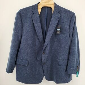 Stafford Big&Tall Seasonal Textures Sports Coat Jacket Navy Mens 58 Regular New